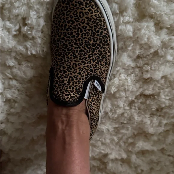 Vans Leopard Print Slip-On Sneakers - Tan and Black cheetah leopard - Picture 7 of 10